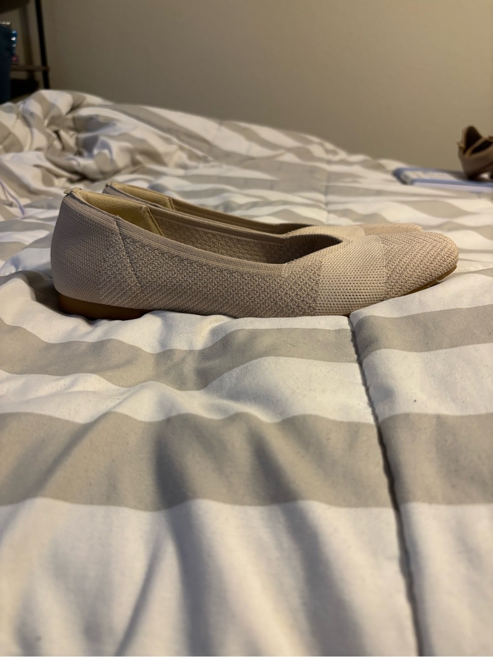 Women’s Knit Ballet Flats in Beige